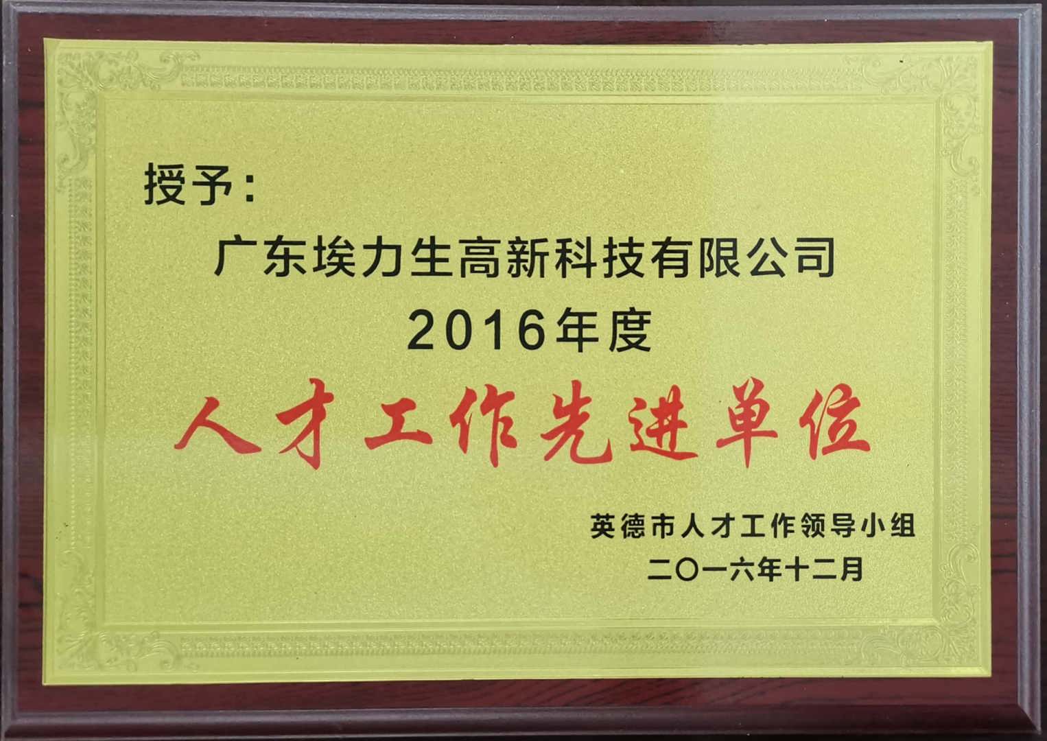 人才工作先进单位